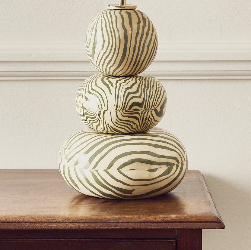 Franklyn Green & White Marble Table Lamp