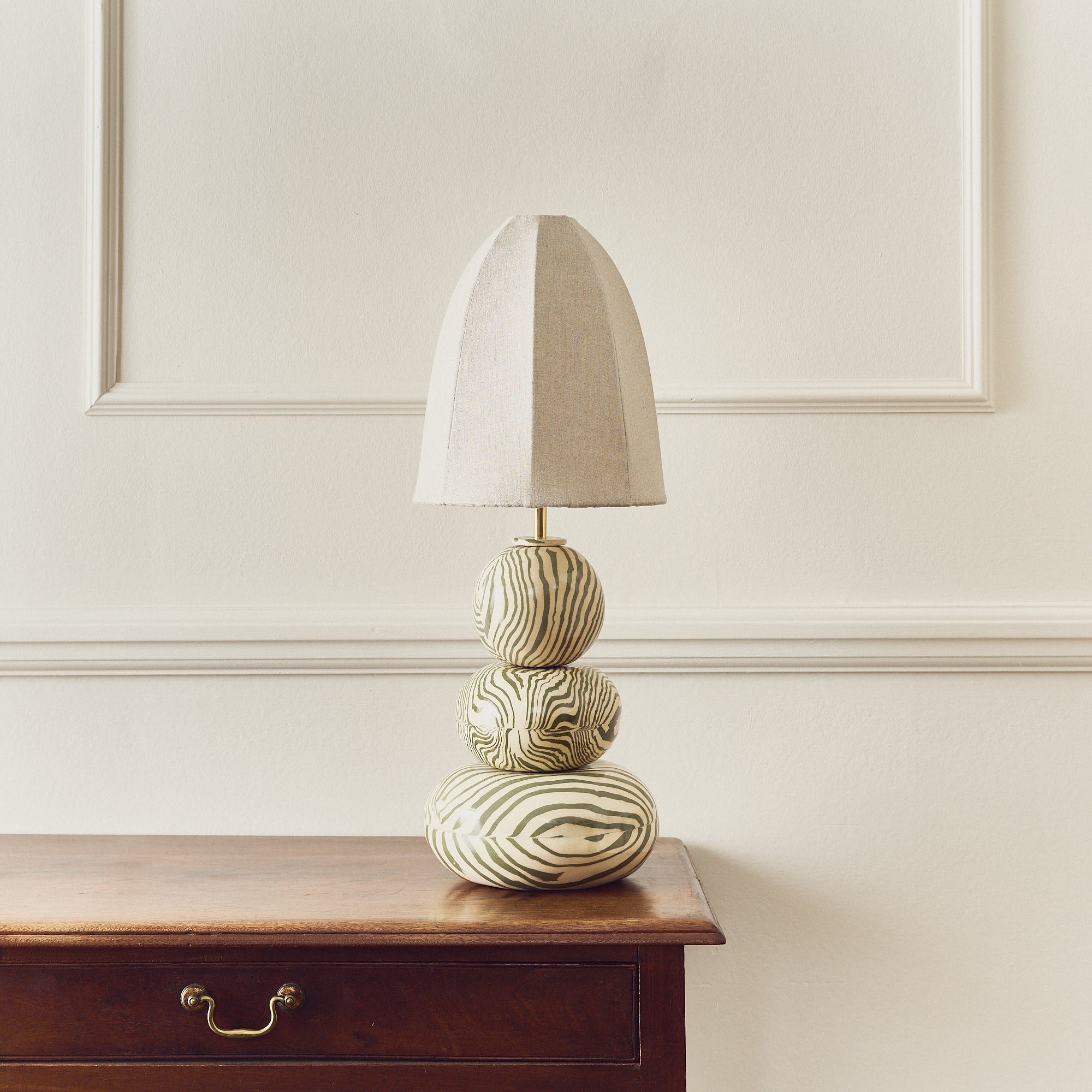 Franklyn Green & White Marble Table Lamp
