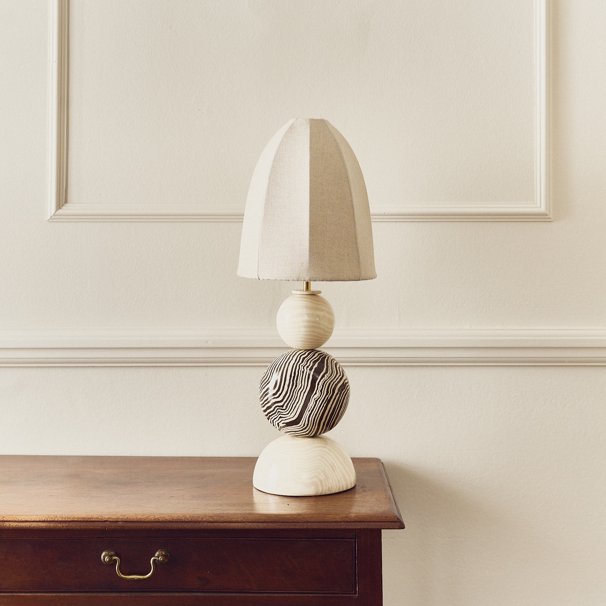 Edison Bi-Colour Brown & Oatmeal Marble Table Lamp