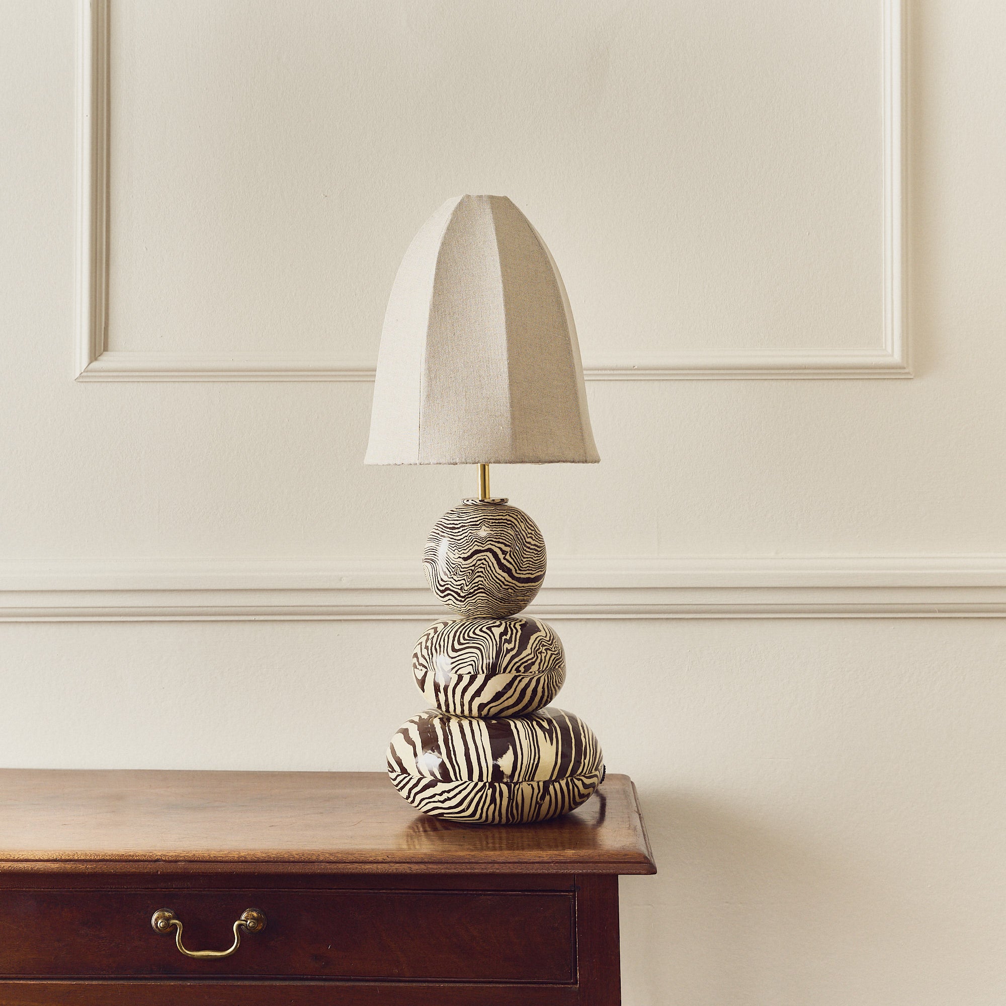Franklyn Brown & White Marble Table Lamp