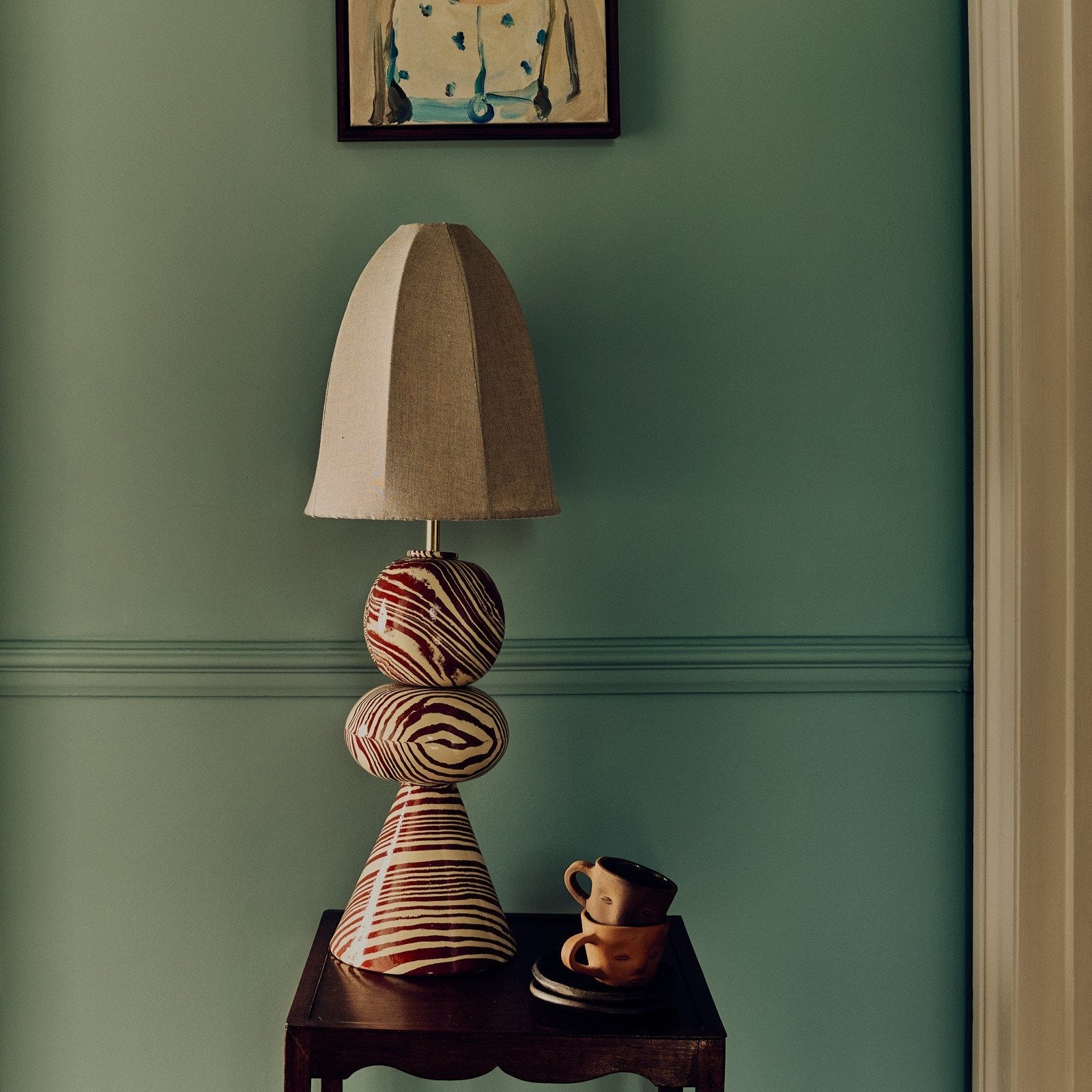 Swan Bi-Colour Brown & Oatmeal Table Lamp