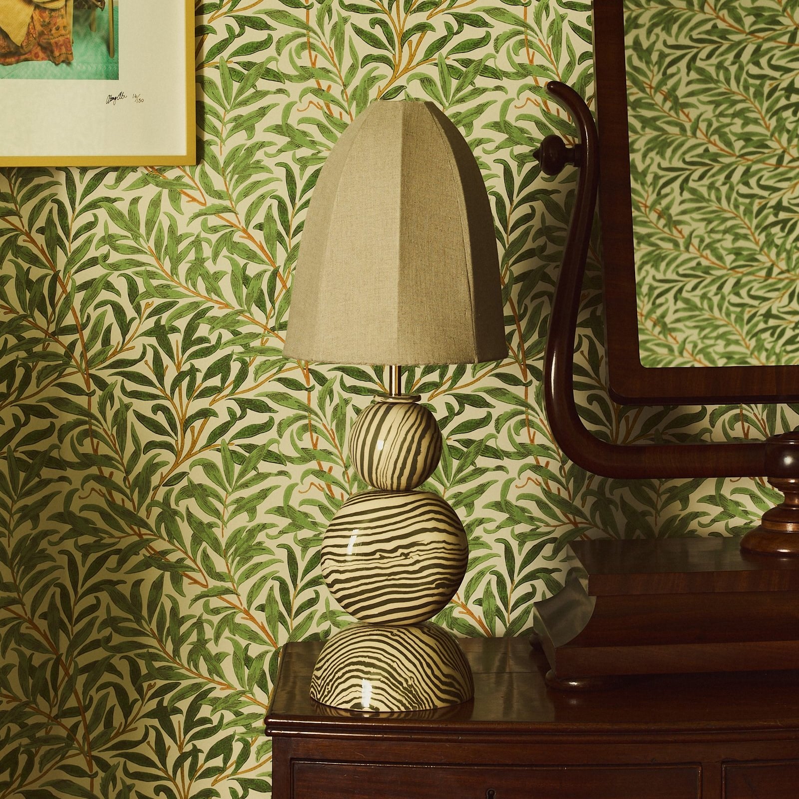 Edison Green & White Marble Table Lamp