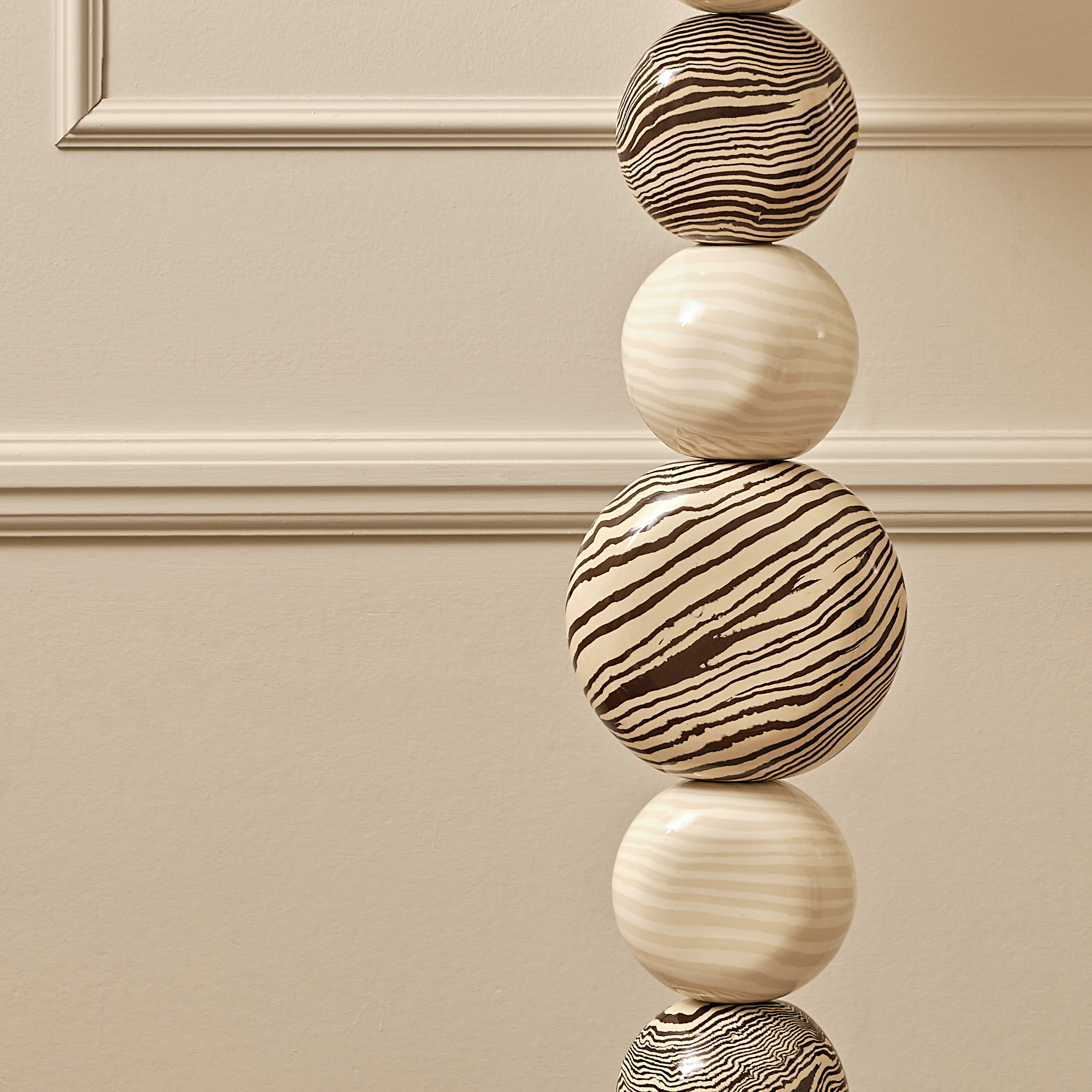 Bi-Colour Brown, Oatmeal & White Marble "TALL" Floor Lamp