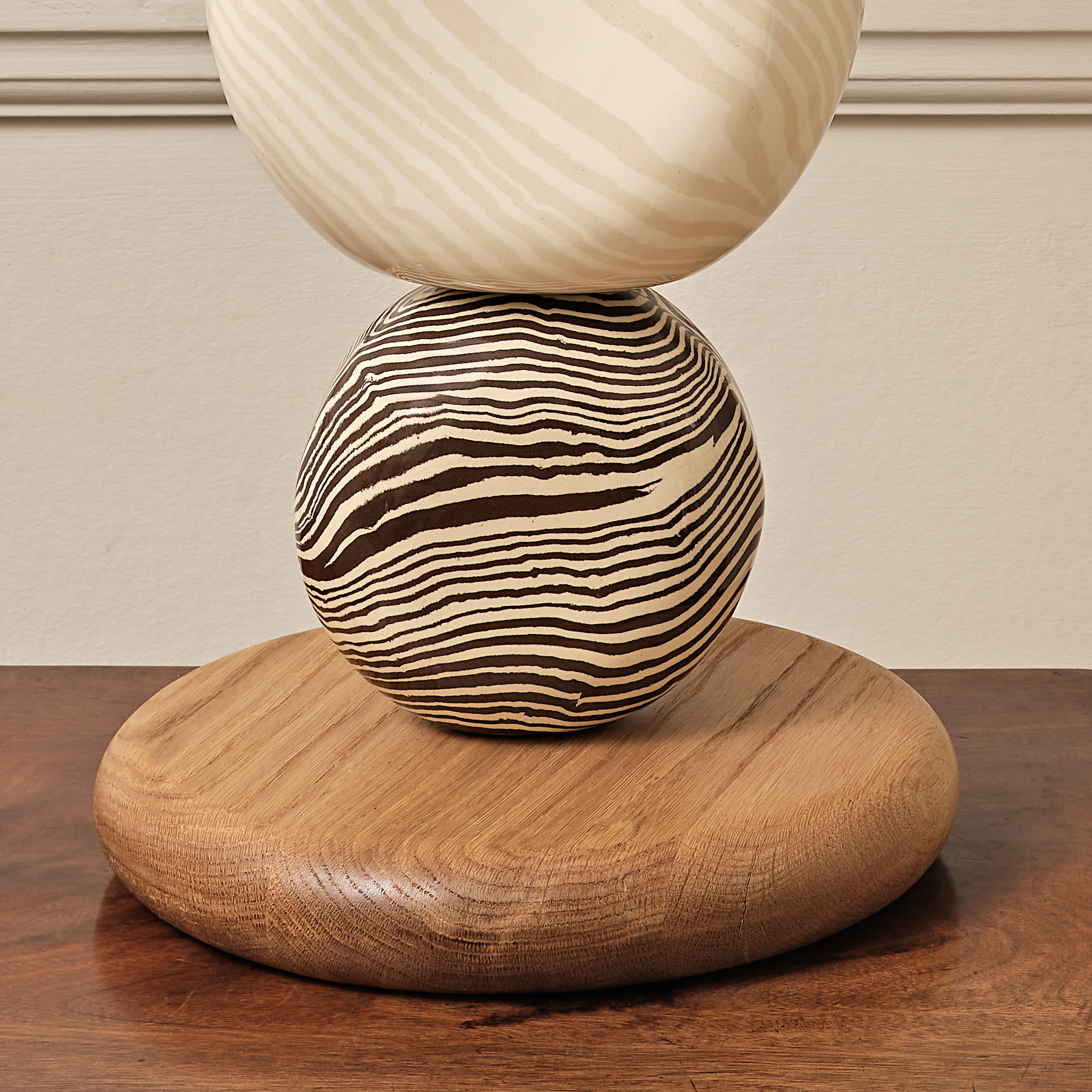 Bi-Colour Brown, Oatmeal & White Marble "TABLE" Table Lamp