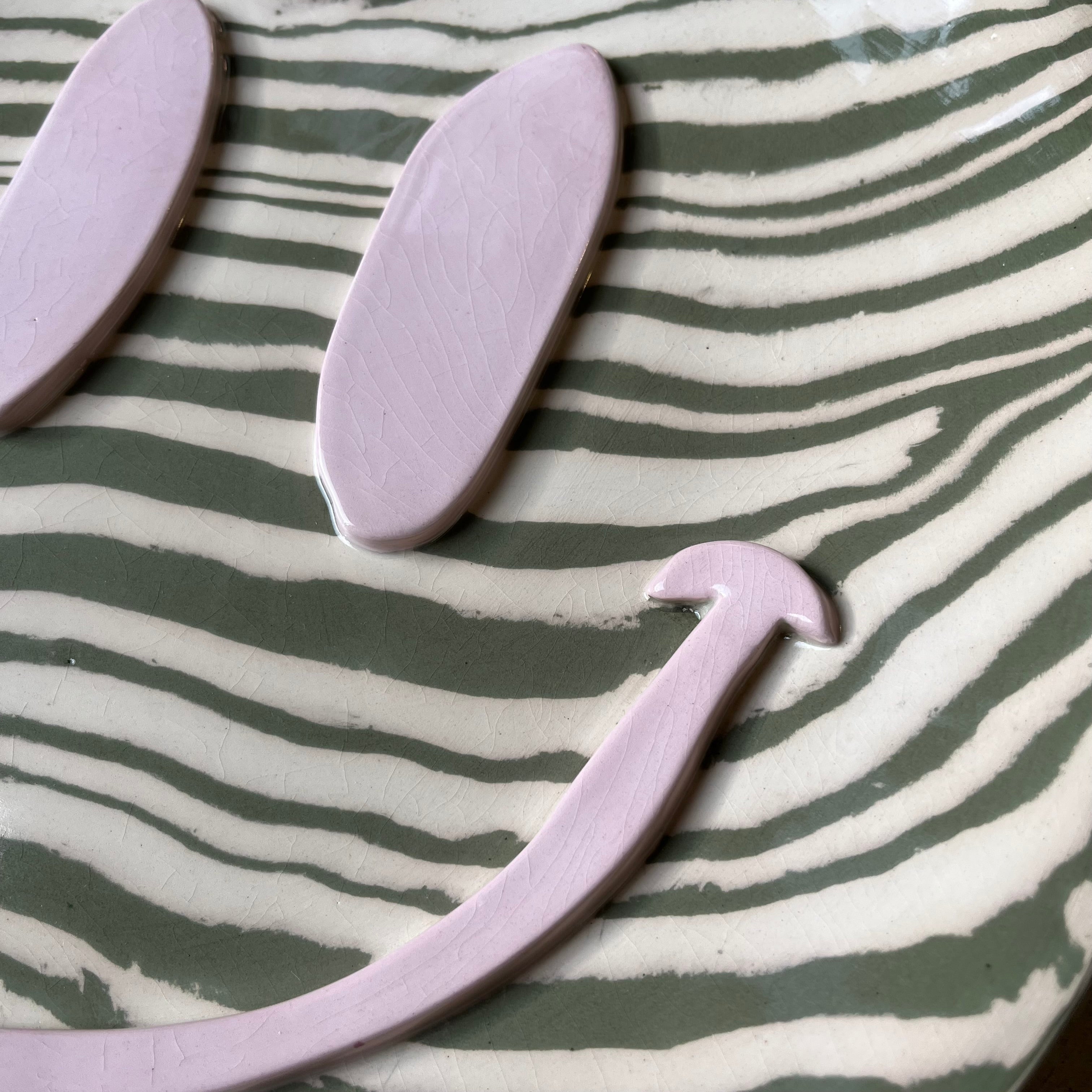 Green & White Extra Large Happy Face Plate