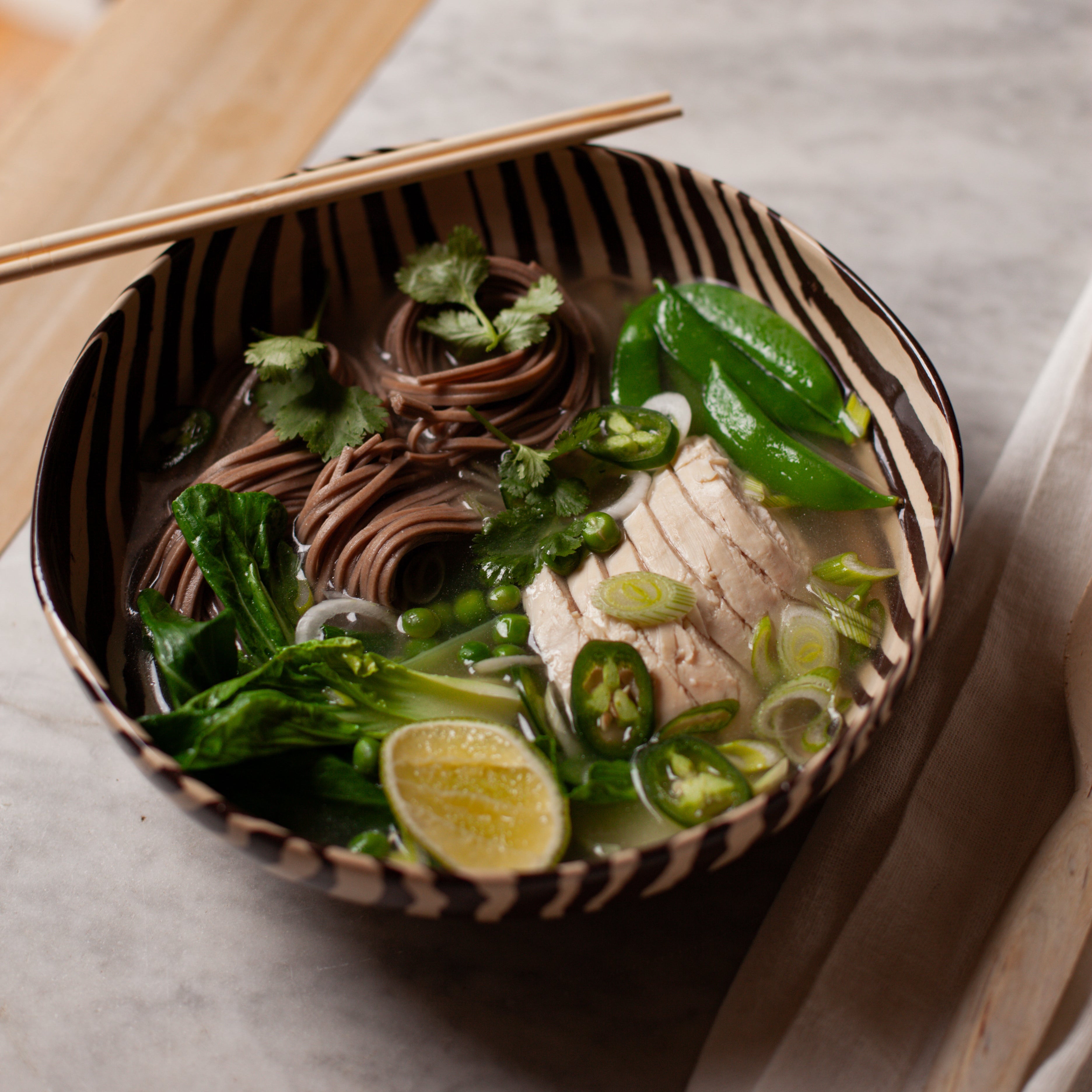 Brown & White Marble Ramen Bowl