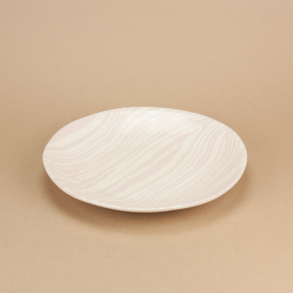 Pink & White Shallow Curved Dinner Plate
