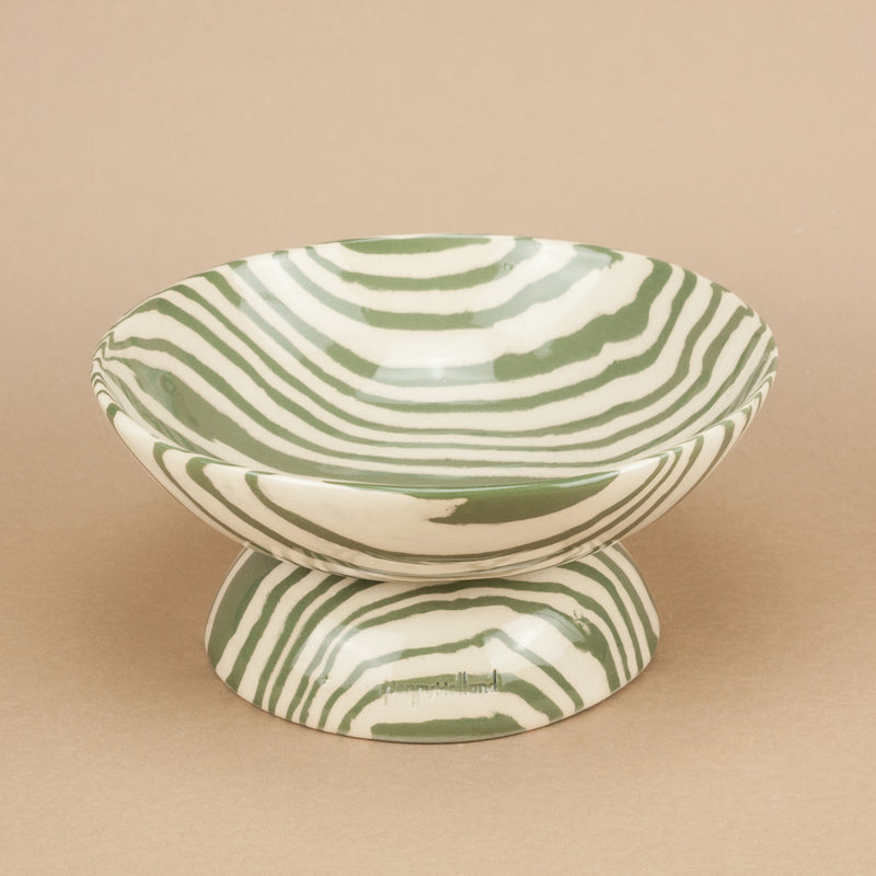 Green & White Medium Shorty Chalice Bowl