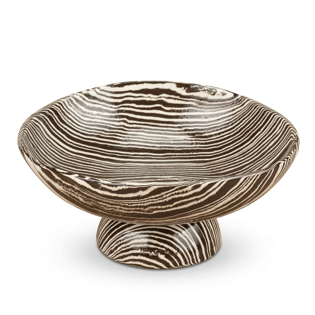 Brown & White Extra Large Shorty Chalice Bowl