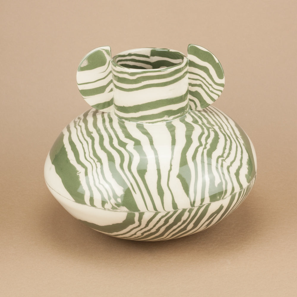 Green & White Marble Maxi Tudor Vase