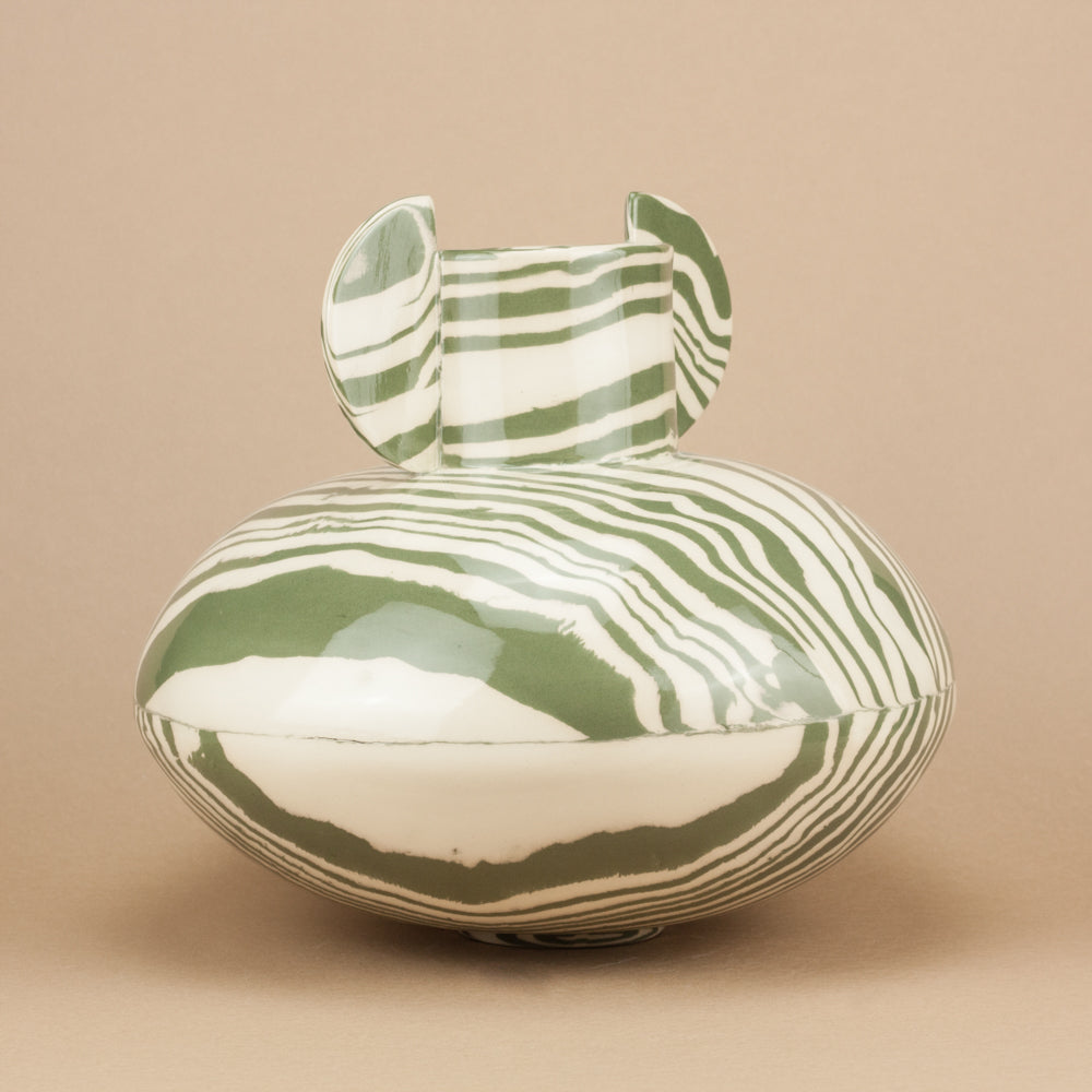 Green & White Marble Maxi Tudor Vase