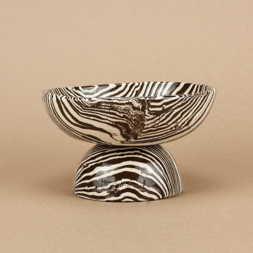 Brown & White Small Marble Shorty Chalice Bowl