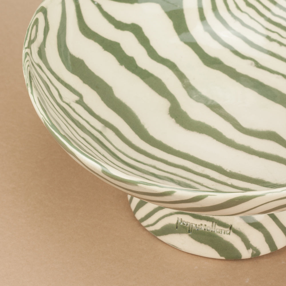 Green & White Extra Large Shorty Chalice Bowl