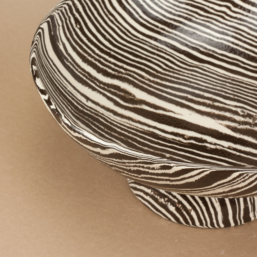 Brown & White Extra Large Shorty Chalice Bowl