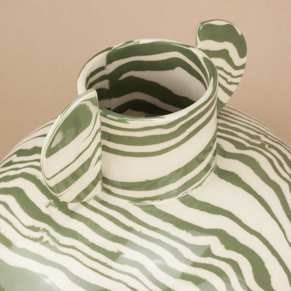 Green & White Marble Maxi Tudor Vase