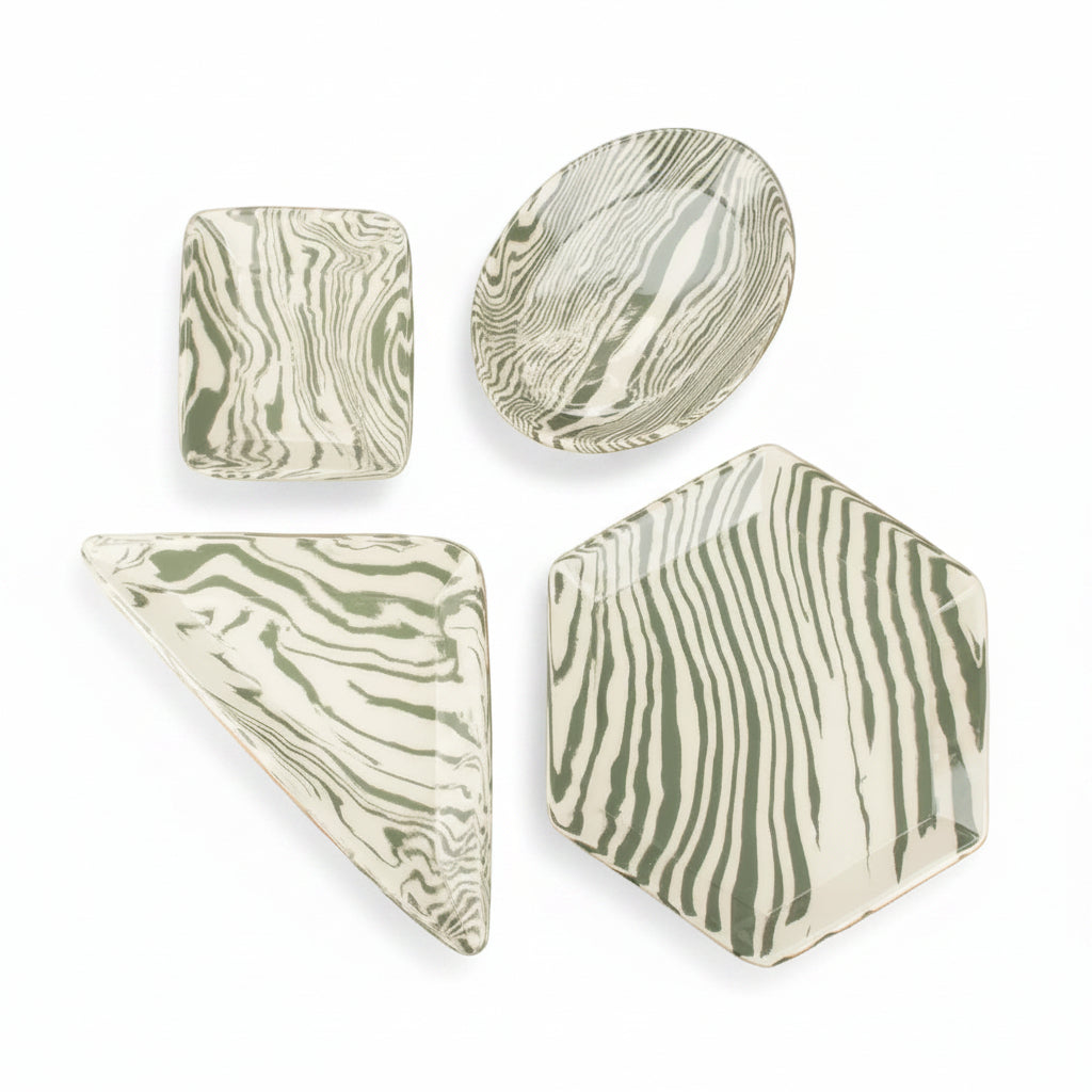 Mix Set of 4 Green & White Tapas Plate