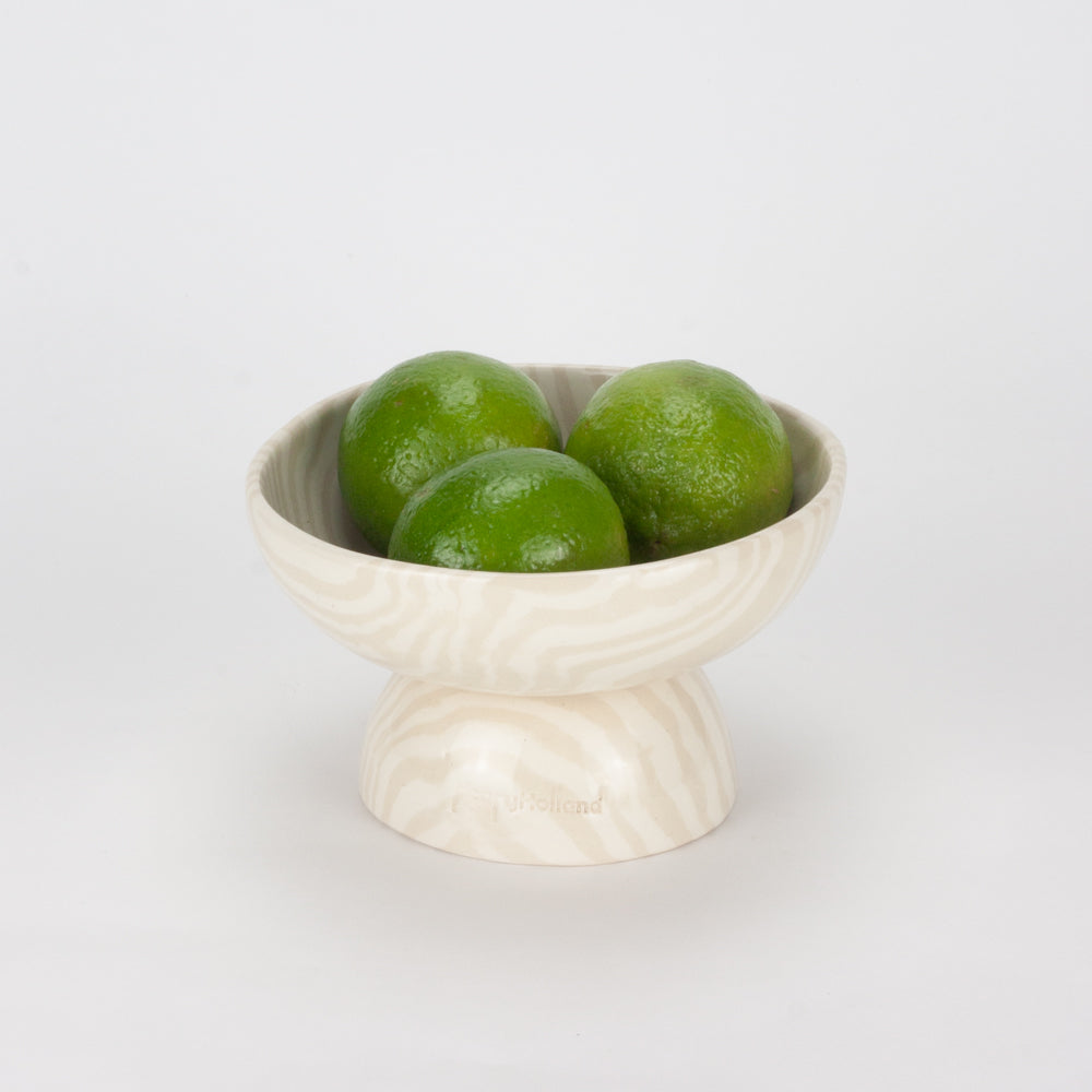 Oatmeal & White Small Marble Shorty Chalice Bowl