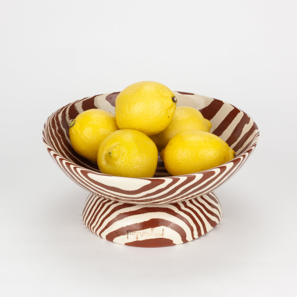 Terracotta & White Medium Marble Shorty Chalice Bowl
