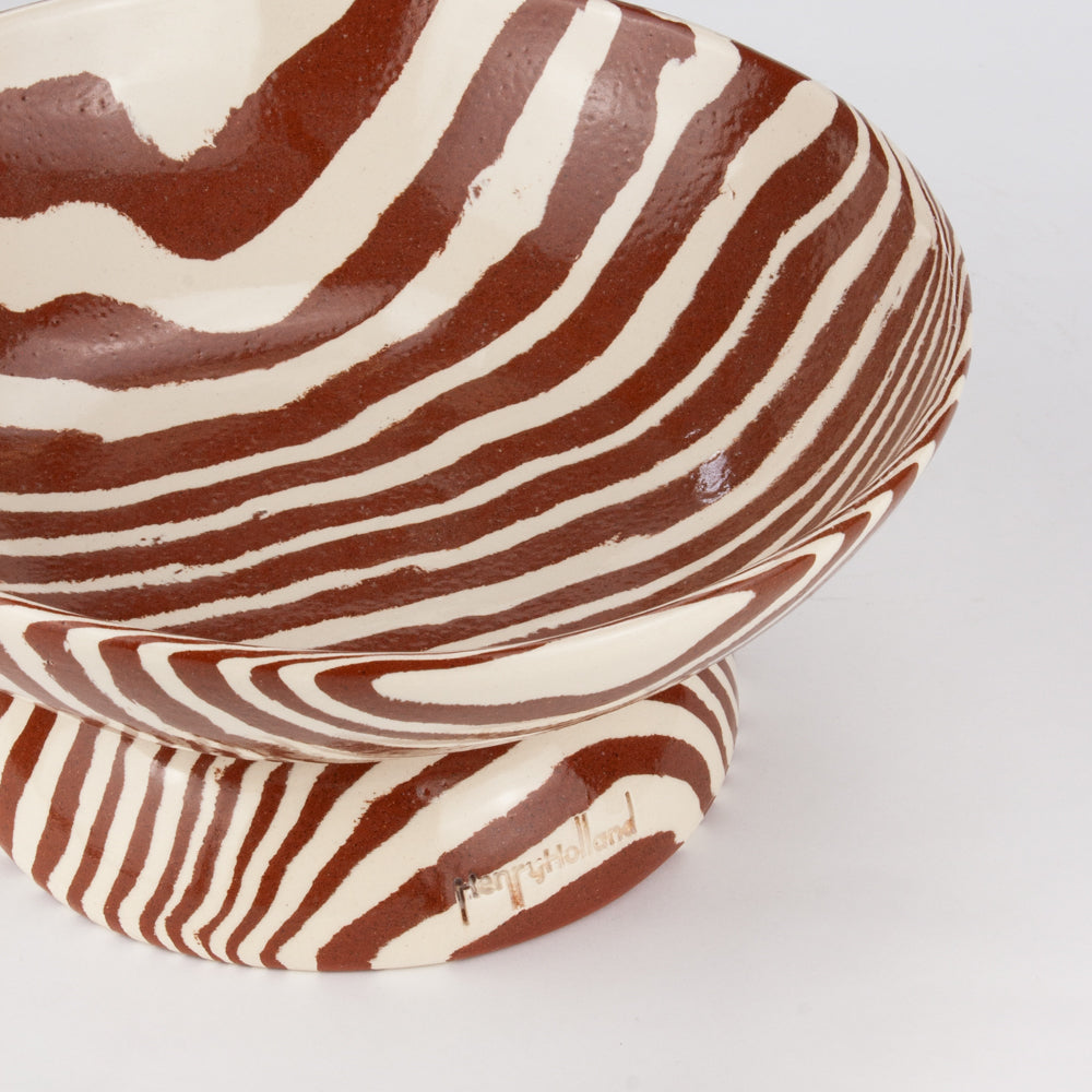 Terracotta & White Medium Marble Shorty Chalice Bowl