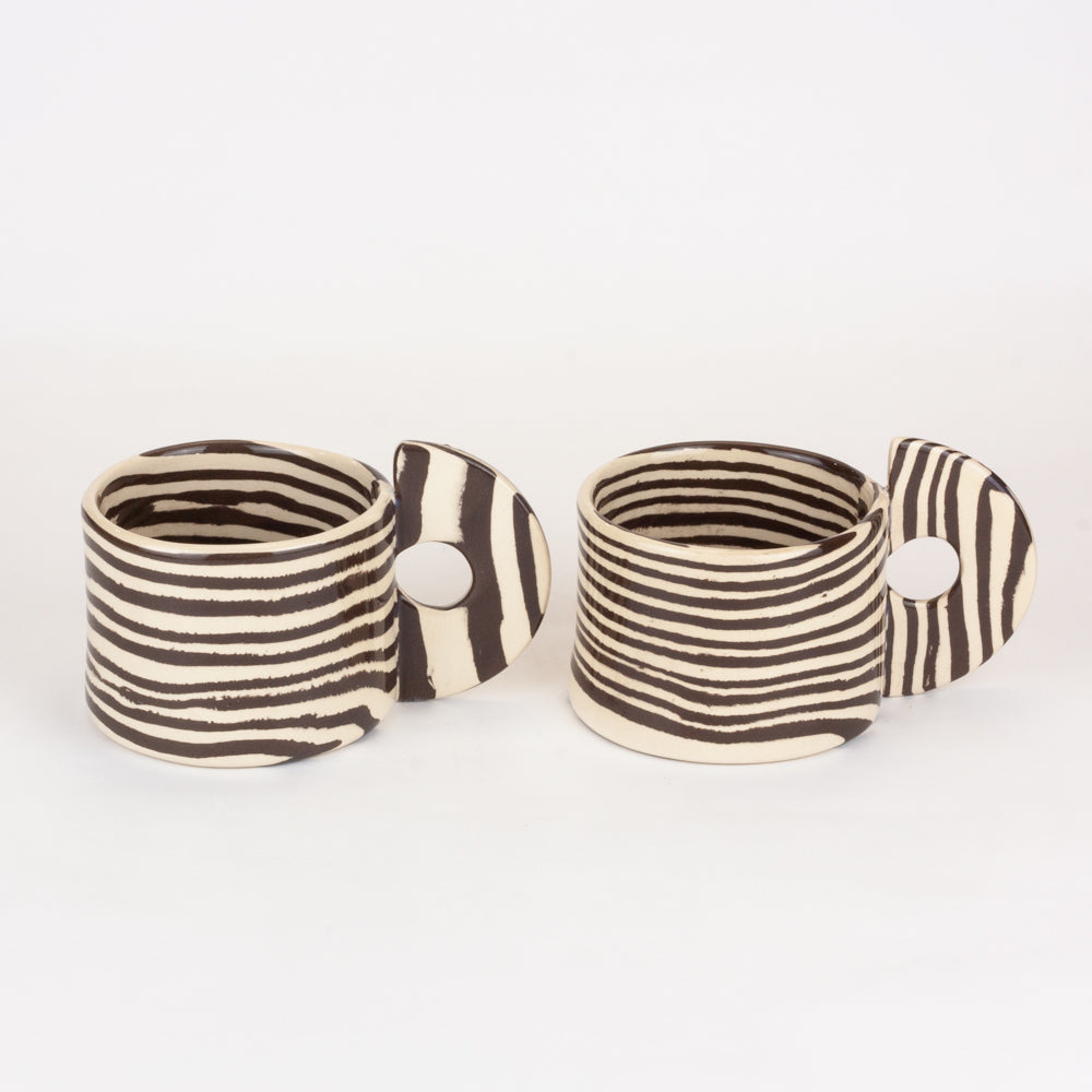 Set of 2 Brown & White Marble Mugs