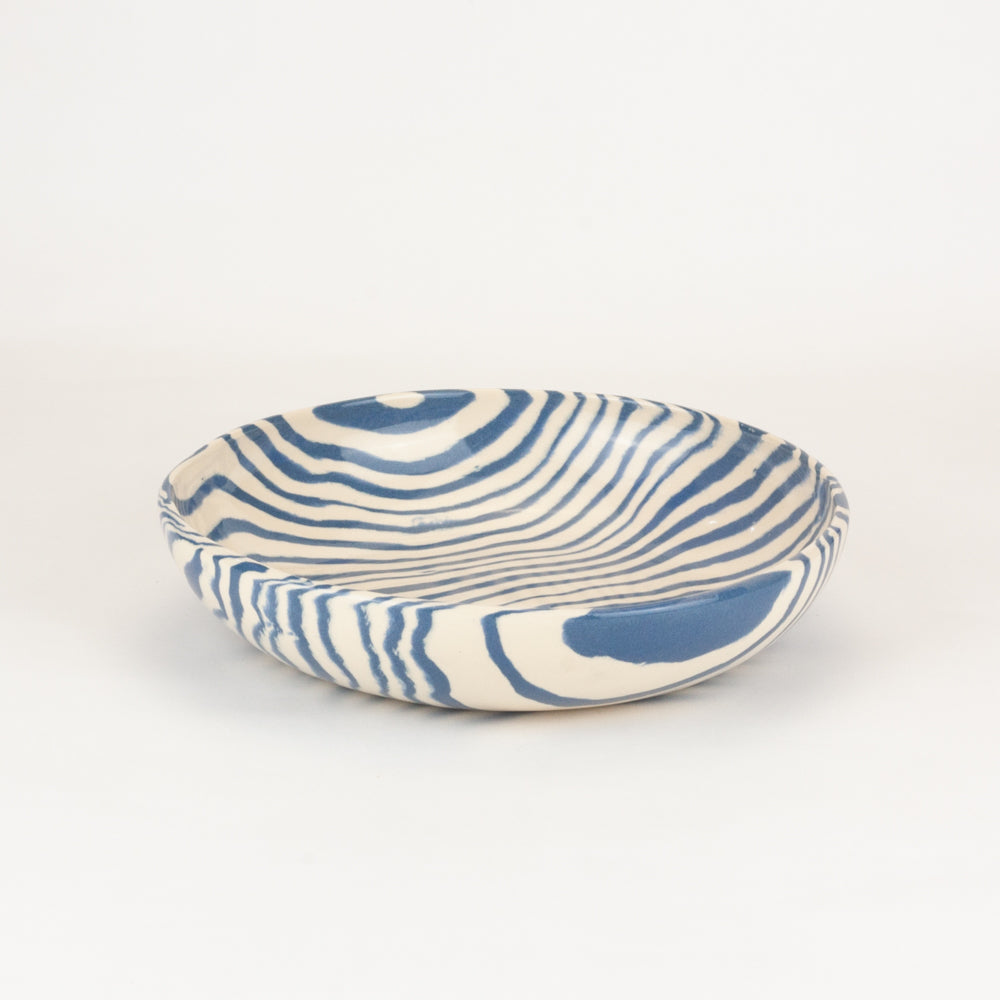 3 Piece Blue & White Marble Dinner Set