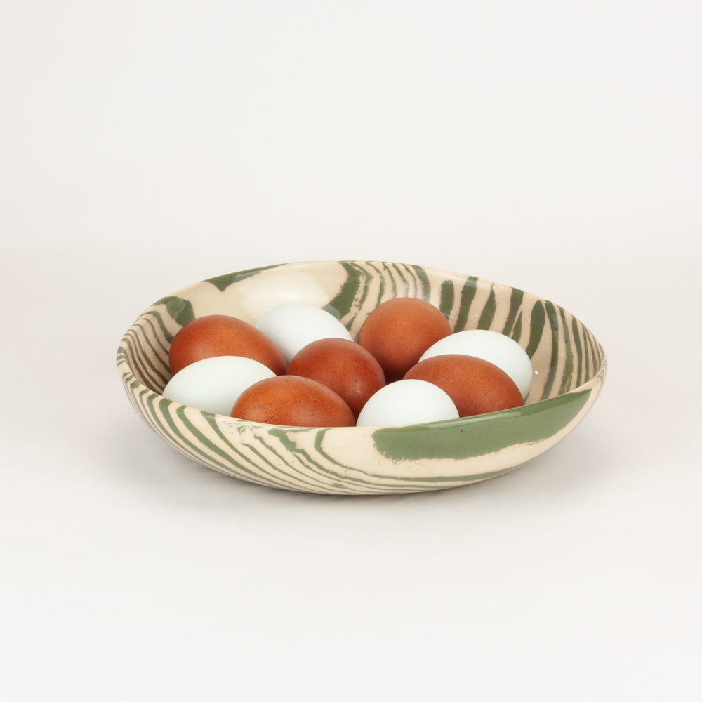 Green & White Marble Pasta Bowl