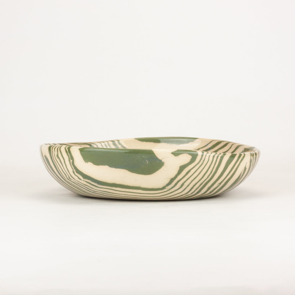 Green & White Marble Pasta Bowl