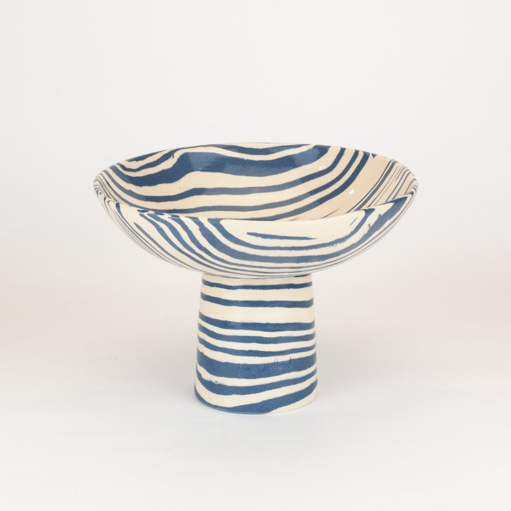 Blue & White Medium Marble Chalice Bowl