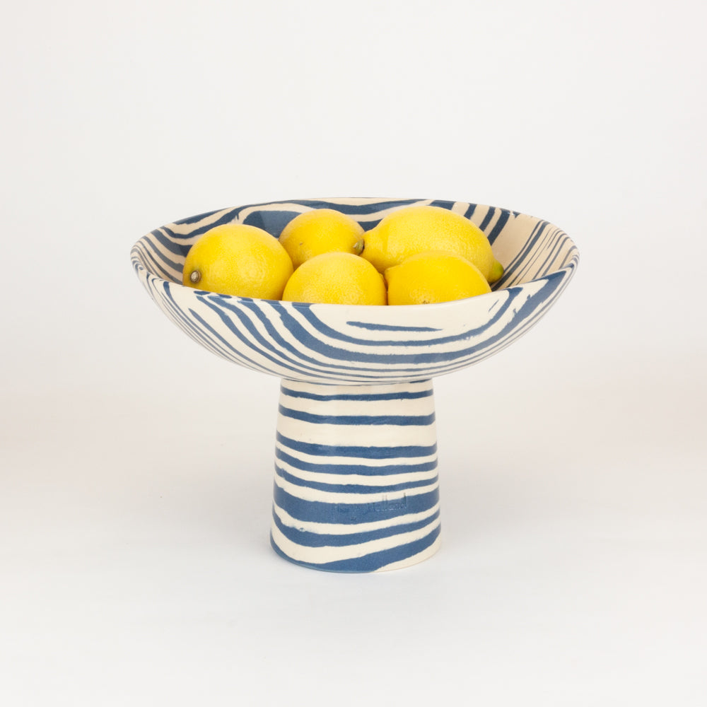 Blue & White Medium Marble Chalice Bowl
