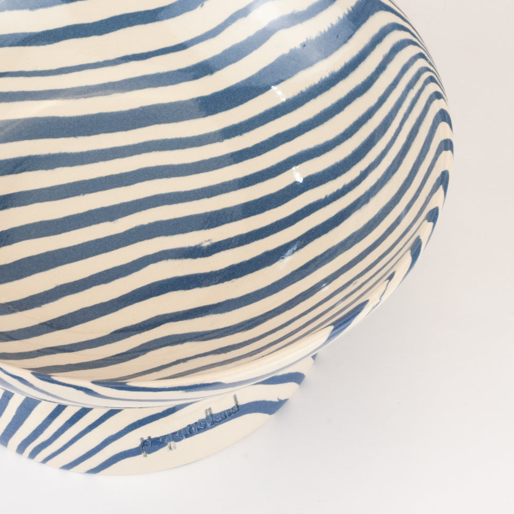 Blue & White Medium Marble Shorty Chalice Bowl