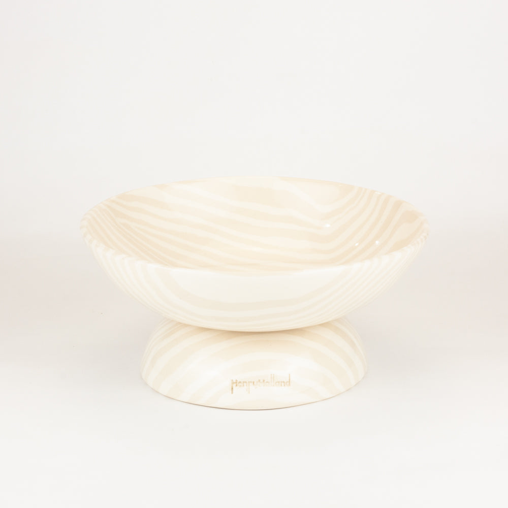 Oatmeal & White Medium Marble Shorty Chalice Bowl