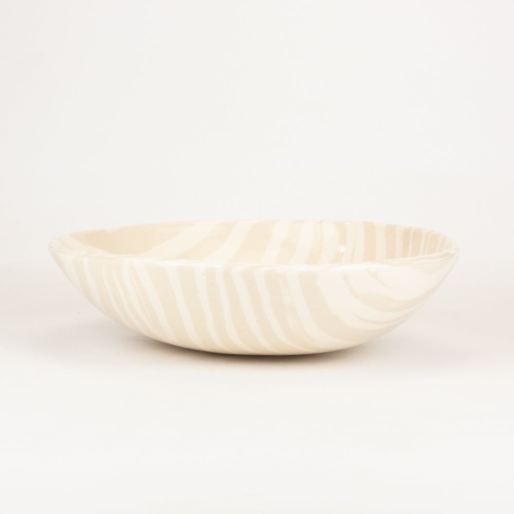Oatmeal & White Marble Salad Bowl