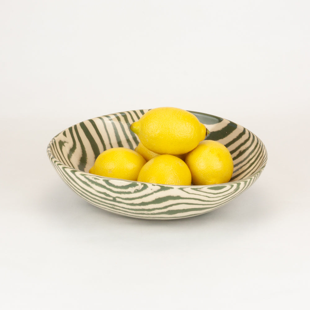 Green & White Marble Salad Bowl
