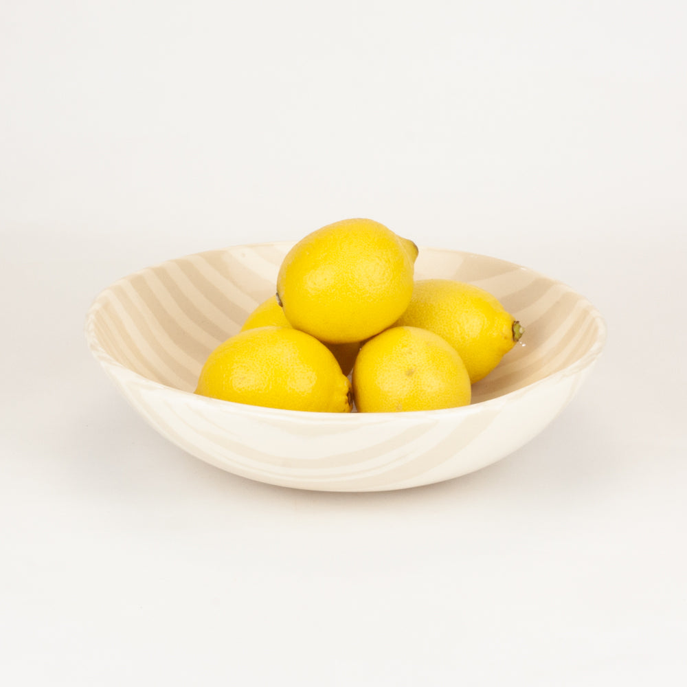 Oatmeal & White Marble Salad Bowl