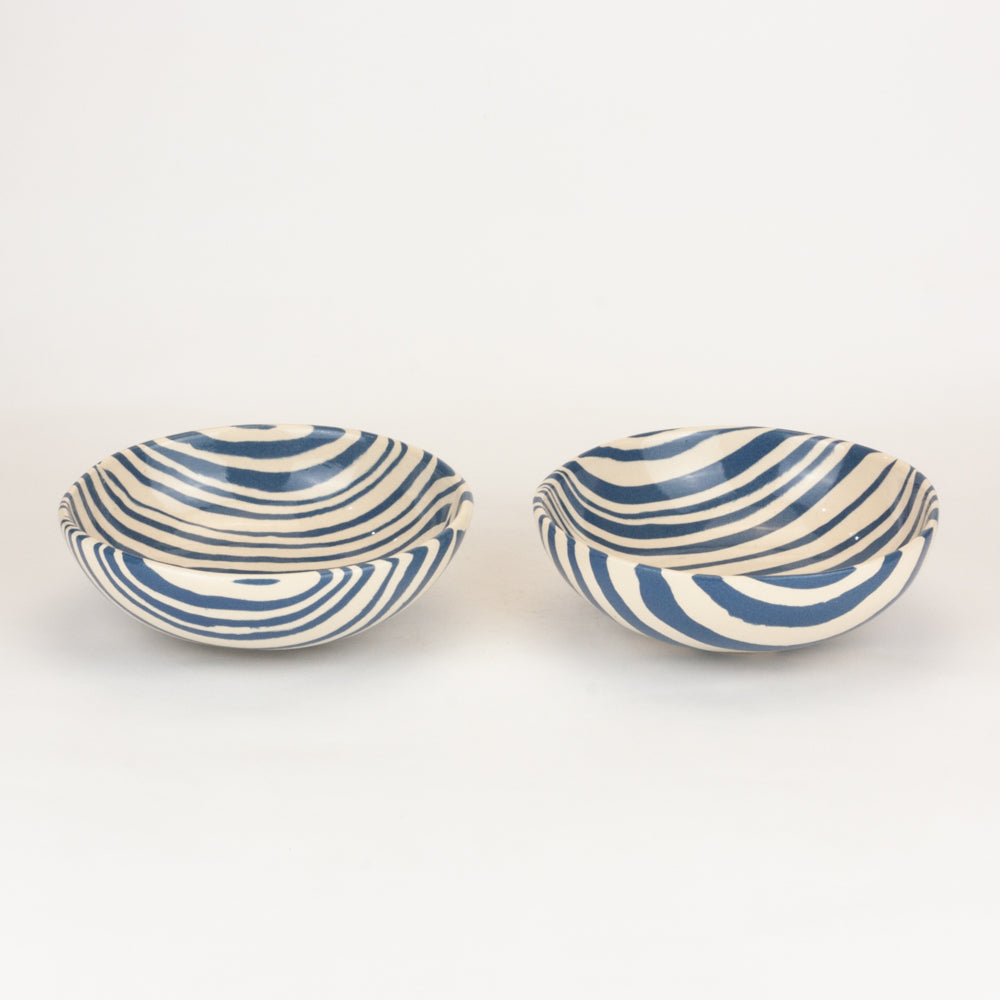 Set of 2 Blue & White Marble Small Bowls