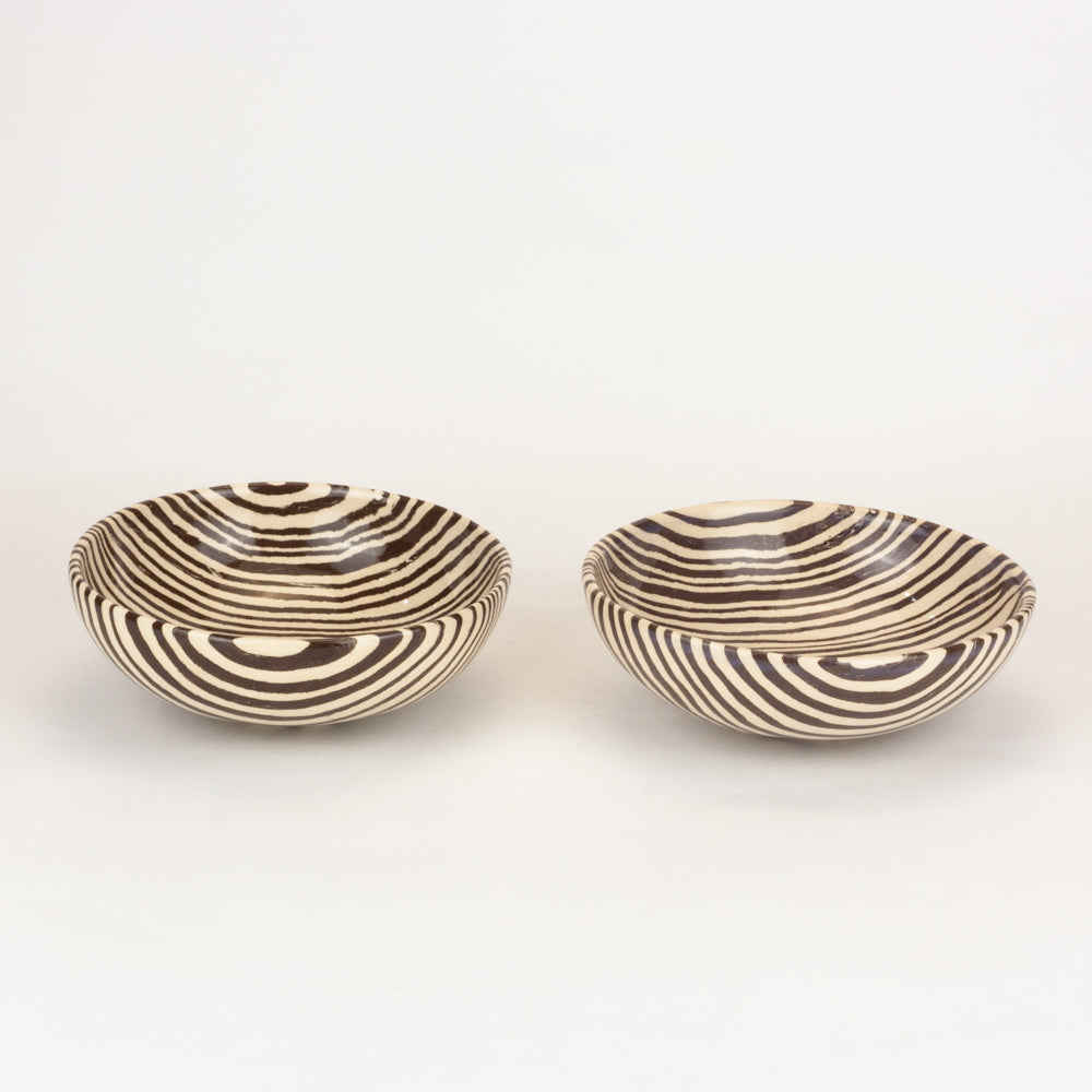 Set of 2 Brown & White Marble Small Bowls