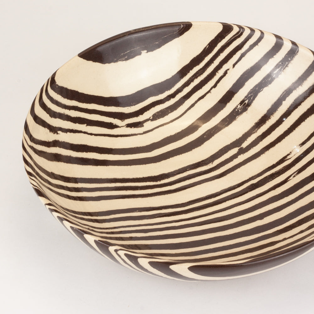 Brown & White Marble Salad Bowl