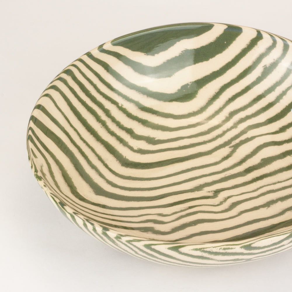 Green & White Marble Salad Bowl