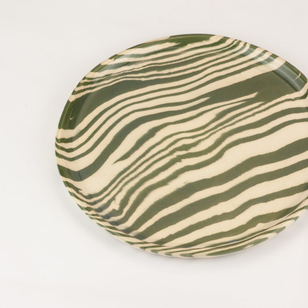 Set of 2 Green & White Marble Side Plates