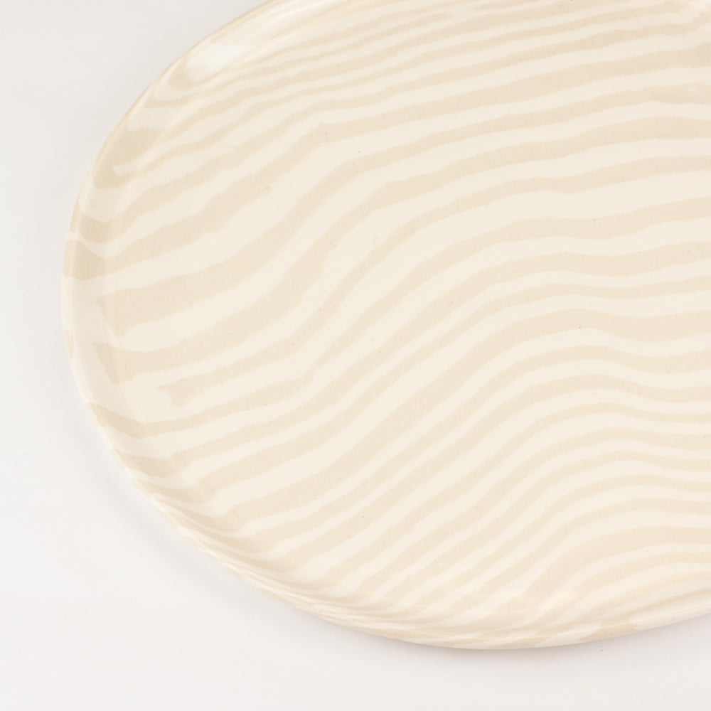 Set of 2 Oatmeal & White Marble Dinner Plate