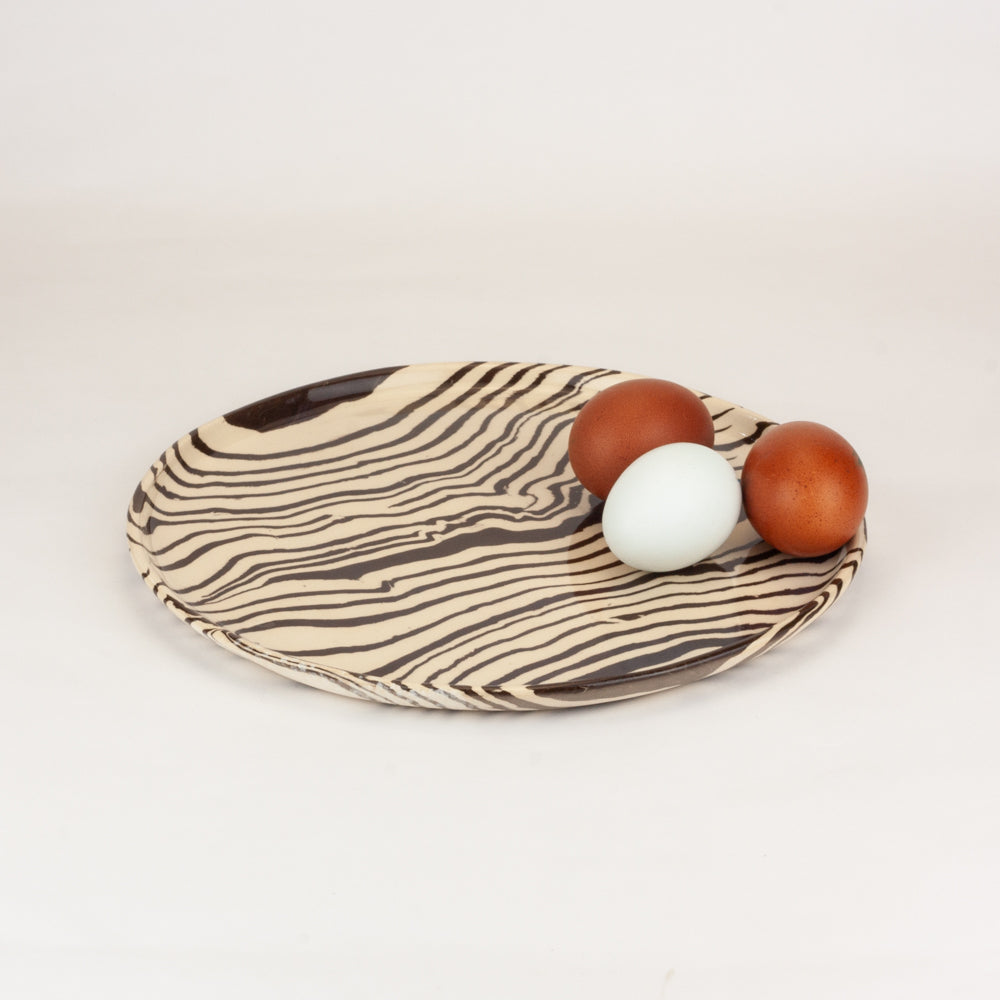 Brown & White Marble Dinner Plate