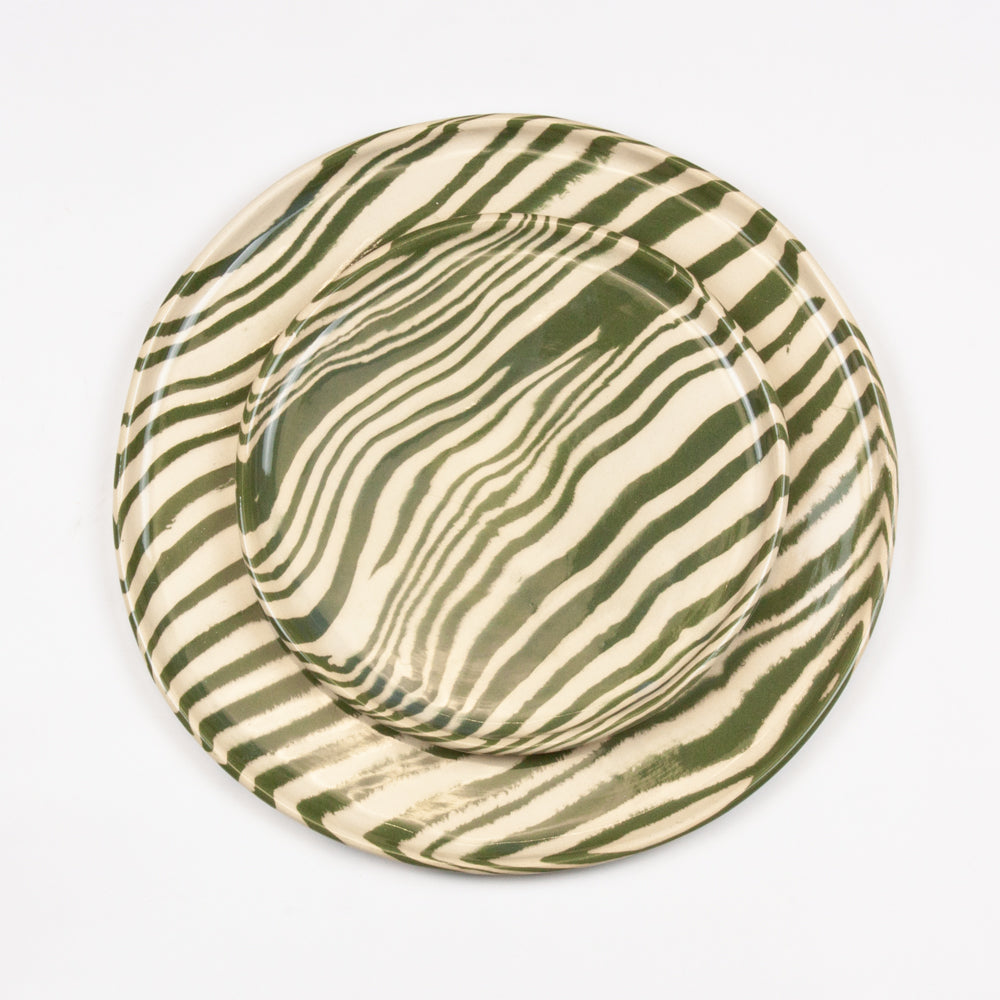 Green & White Marble Dinner Plate