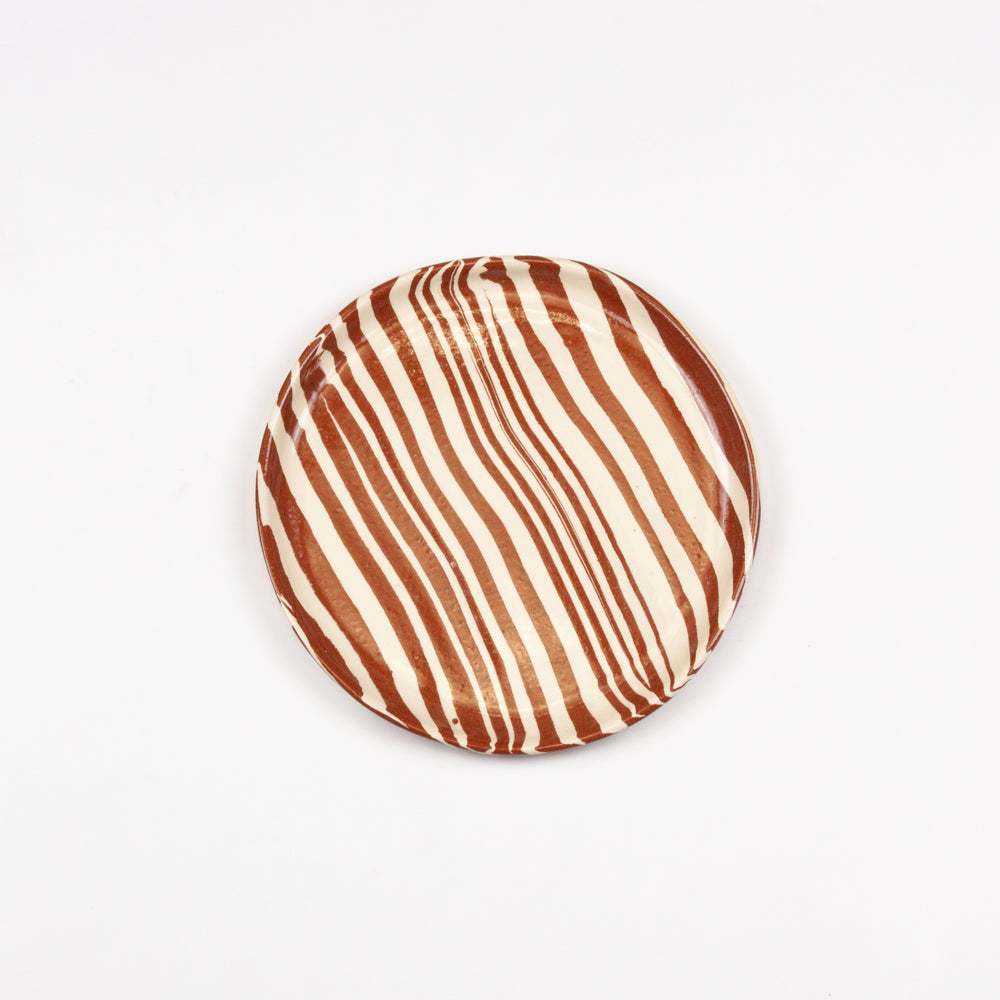 Set of 2 Terracotta & White Marble Side Plates