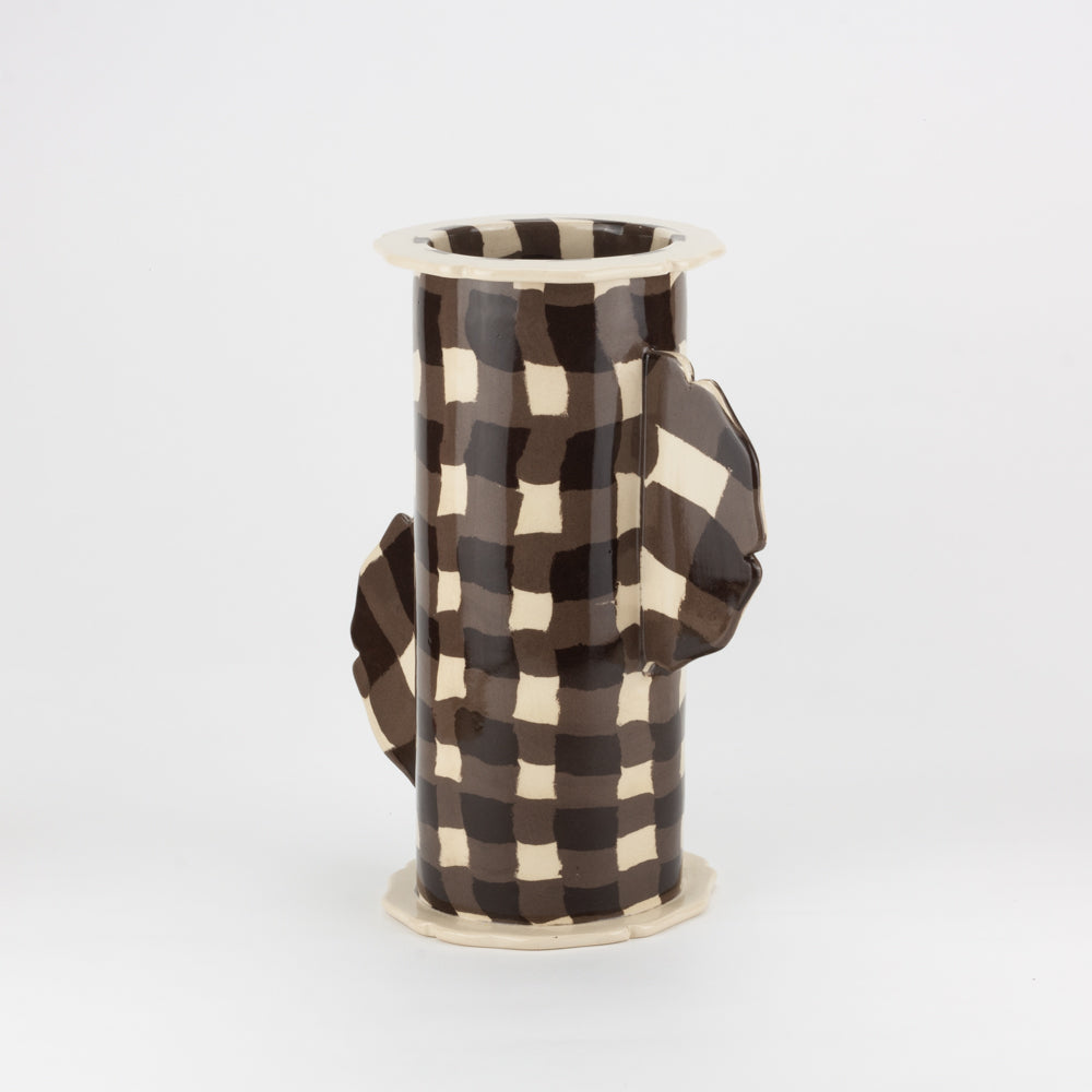 Brown & White Gingham Eton Vase