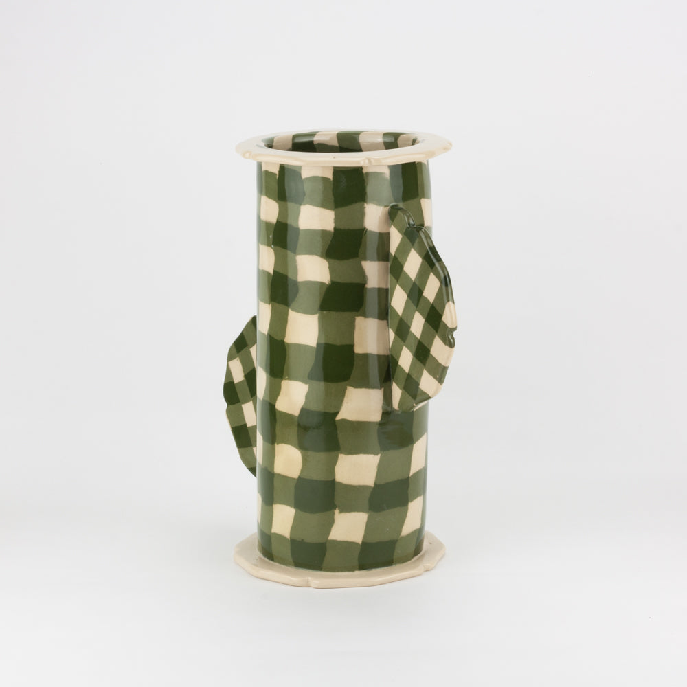 Green & White Gingham Eton Vase