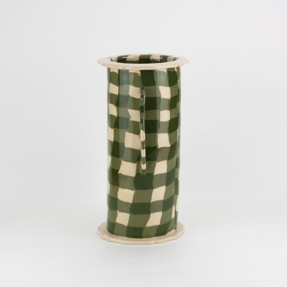 Green & White Gingham Eton Vase