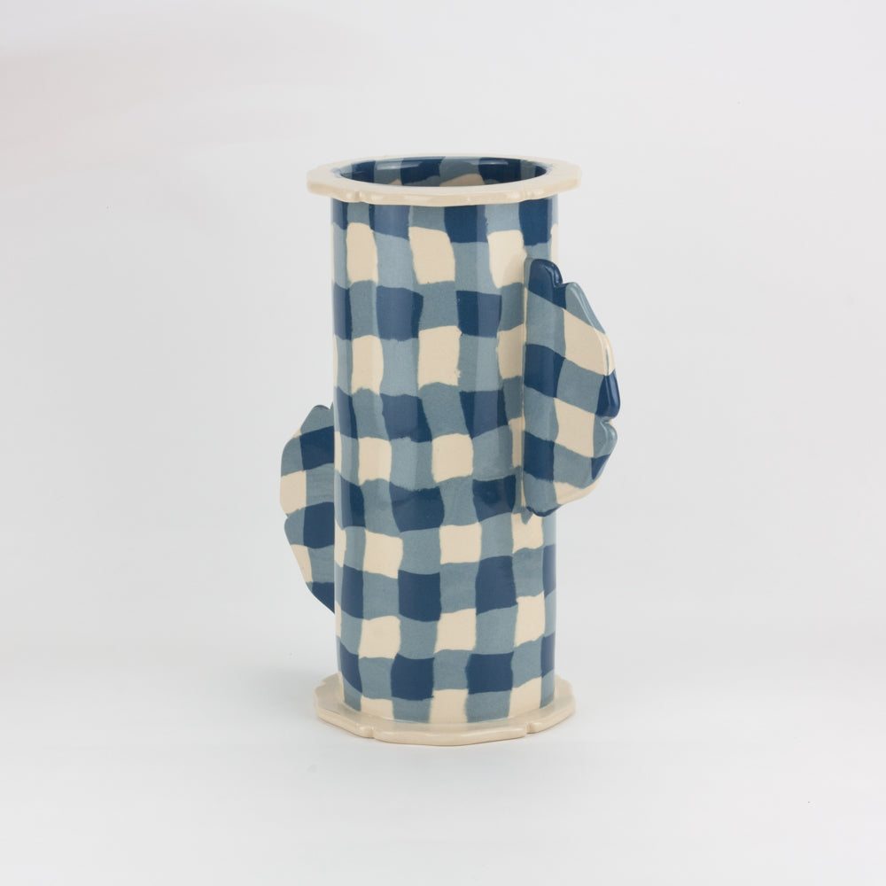 Blue & White Gingham Eton Vase
