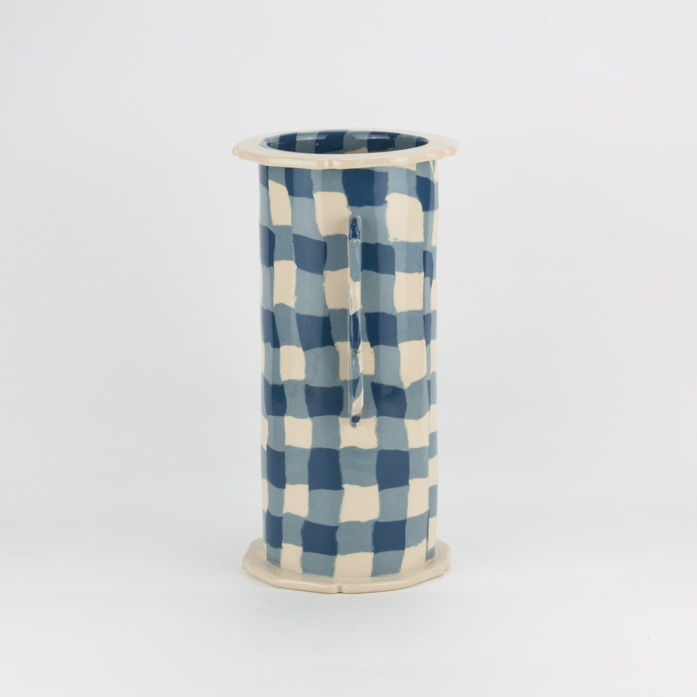 Blue & White Gingham Eton Vase