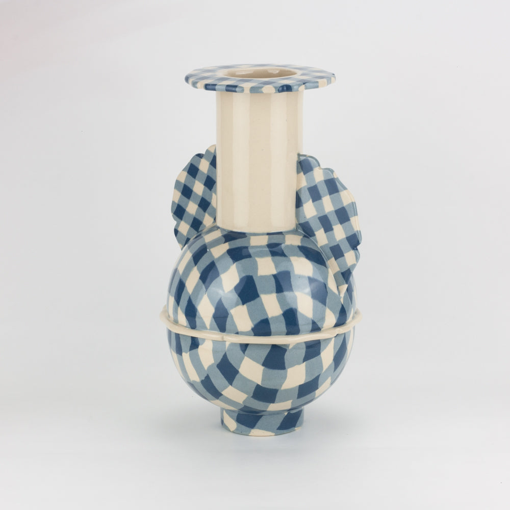 Blue & White Gingham Pavlova Vase