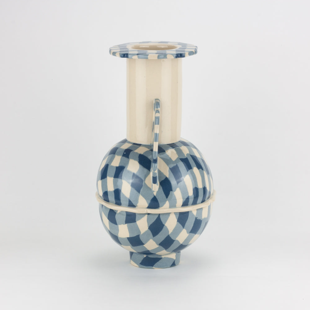Blue & White Gingham Pavlova Vase